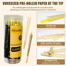 MINAMIZU 100/50 件天然预卷锥形卷烟纸 - 特大号超薄慢燃锥形烟斗，带烟嘴/烟管 - 喇叭管卷烟纸，适用于节日/情人节礼物和吸烟配件、父亲节礼物、万圣节礼物、圣诞节礼物 - 彩色 - 查看 4