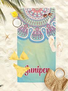 Personalized Bohemian Style Beach Towel, Mandala Patterned Beach Blanket With Name/Letter, Absorbent Beach Towel Suitable For Women, Girls, Children, Boys, Men, Adults,Multi-Functional,Durable,Anti-Mold,Ornamental,Reusable,Exquisite,Stylish,High-Quality,Colorful,Modern,Cute,Comfortable,Custom,Personalized,Unique,Ideal Gifts For Him,Ideal Gifts For Her,Boyfriend,Dad,Girlfriend,Mom,Family,Friends,Tea Room,Home,Garden,Office,For Anniversaries,For Valentine's Day,For Mother's Day,For Birthdays,For Father's Day,For Graduation,For Weddings,For Housewarming,Customized Beach Towels - Multicolor - View 19