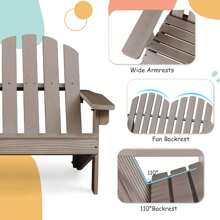 Lifezeal 2 Person Adirondack Chair Kid Solid Wood Loveseat Backrest Arm Rest Patio Coffee/White/Gray