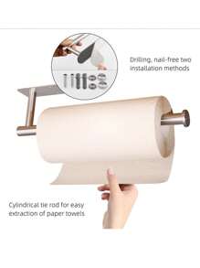 1pc Gold Stainless Steel Paper Towel Holder Bathroom Tissue Roll Stand Dispenser