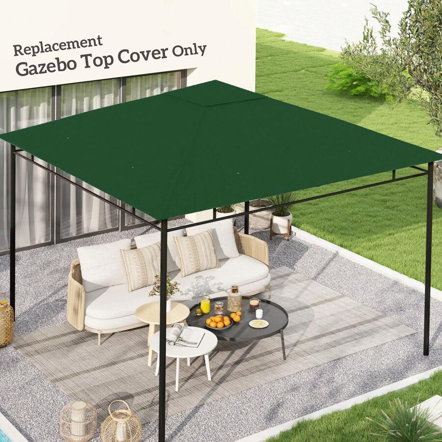 Outsunny Replacement Canopy For Gazebo Tent Replacement Roof Garden Gazebo High Density Polyester Fabric 180gsm Anti-UV 3 X 3m Green - 綠色 - 查看 1