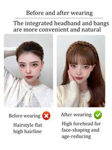 合成头带刘海接发假发长边刘海女士自然假发黑棕金色刘海