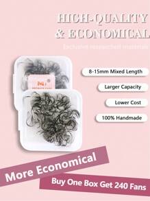 500 sợi mi giả uốn sẵn 10D, 240 sợi mi giả dày thủ công 10D độ dày 0.07mm dài 8-15mm, mi giả dày thon sẵn. - D - Xem 8