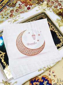 20 件/套一次性纸巾，斋月装饰纸巾，月亮，灯笼元素，适用于餐厅、派对、家庭宴会，13*13 英寸 - 彩色 - 查看 9