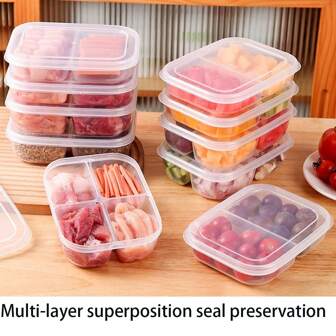 5 حاويات تخزين طعام متعددة الوظائف ، بحجرتين أو 4 حجرات منفصلة ، صناديق تخزين للثلاجة مع أغطية ، قابلة لإعادة الاستخدام ، منظمات محمولة للثلاجة والمجمد ، مناسبة للفاكهة والخضروات واللحوم ، منظم للمطبخ للاستخدام المنزلي والمطاعم