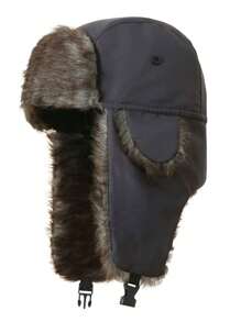 Waterproof Winter Trappers Faux Fur Earflap Hunting Hat Ushanka Russian Cold Weather Thick Lined Ski Snow Cap - Xám - Xem 1