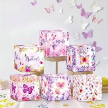 6/12/18pcs Butterfly Themed Decorative Paper Boxes, Suitable For Festivals, Candy, Snacks, Gift Packaging, Party Supplies, Small Gift Boxes, Simple, Bow, Jewelry Boxes, Holiday Gifts, Home Decor, Office Decor, Suitable For Various Holiday Parties, Gifts For Teachers, Classmates, Friends, Girlfriends, Small Gifts