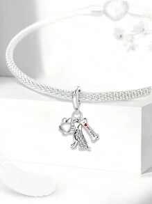 2 piezas Accesorios de moda con lindas huellas de mascotas, cuentas aptas para hacer pulseras, brazaletes y joyería DIY para mujeres, complemento diario y decoración de joyas para niñas - perro - Ver 5