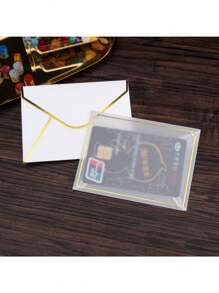 20pcs/Pack 10*7.5cm Double-Sided Gold-Edged Thickened Retro Transparent Envelope Bags, Luxury Foil Stamping Greeting Card Small Envelope Back To School - 20pcs/pack 10*7.5cm Gold Edge Envelope - View 4