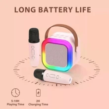 NetHong Mini Karaoke Machine With 2 Wireless Microphones - A Compact Karaoke Speaker Gifts - Pink - View 8