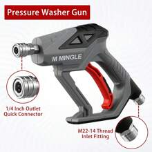 M MINGLE - Pistola de lavado de alta presión, lanzador de espuma, 4,000 PSI con conector rápido de 0.63 cm (1/4 de pulgada), kit de cañón de espuma de lavado de coche con 5 puntas de boquilla, 1 L - pistola de espuma - Ver 5