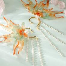 Women Fairy Ear Cuffs Beautiful Clip-On Mermaid Earrings Fashion Ear Cuffs Cosplay Accessories - trái cam - Xem 4