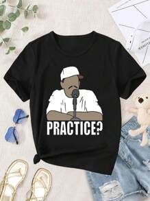 Women's Allen Iverson 'Practice?' T-Shirt - Graphic Tee Basketball Tee Iverson Shirt Hip Hop Tee - Black - View 1