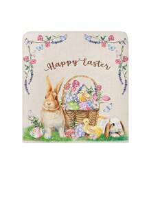 1/4/6 piezas Fundas de silla con estampado de conejo de Pascua, material de felpa corta elástica, decoración del hogar y fiesta festiva