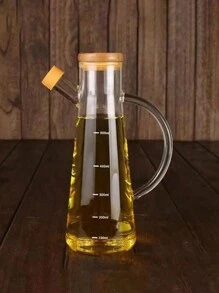 1pc Glass Olive Oil Dispenser Bottle With Measurement Marks, Leak-Proof Oil Bottle, Seasoning Bottle, Vinegar Bottle, Kitchen Condiment Container For Outdoor Barbecue, Camping, Picnic, Kitchen Accessory