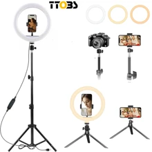 13''Ring Light With Stand And Phone Holder, Desk Tripod, Selfie Light For Video Recording, Live Streaming, Makeup, Big Ringlight With Tripod Compatible With Iphone, Android, Camera, - Multicolor - View 8
