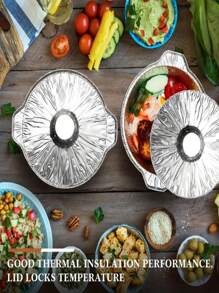 Conjunto de 10/5 piezas Olla de aluminio desechable con tapa, utensilios de cocina de aluminio desechables, envase de horneado desechable adecuado para vacaciones, viajes, campamentos, horneado, calentamiento y cocción (33,8 onzas), Conjunto de ollas de metal redondas, adecuadas para estufas de gas, sin necesidad de electricidad, ideales para viajes, campamentos, horneado, recalentamiento y cocción, utensilios de cocina esenciales, ollas apilables, contenedores de alimentos a granel