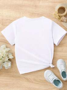 圣帕特里克节 1 件装 青少年女孩独角兽和三叶草印花休闲圆领弹力短袖 T 恤，面料，适合夏季