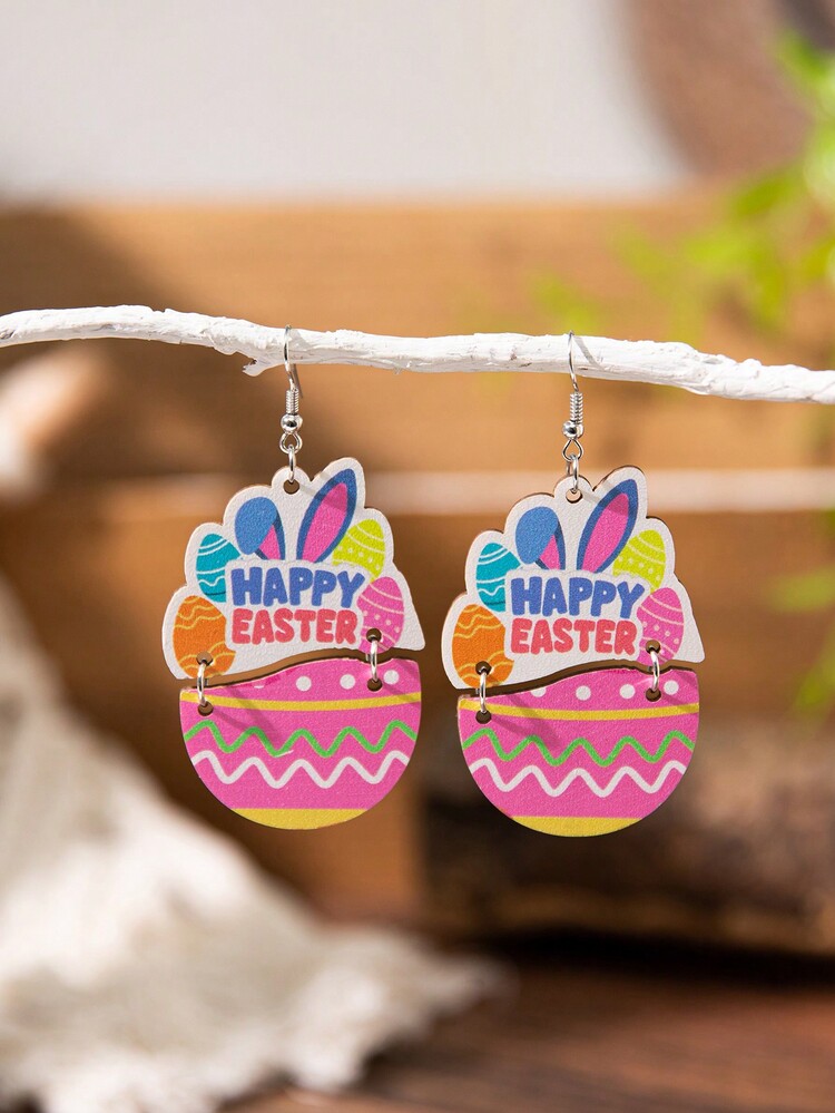 1 Pair Boho Easter Earrings With Rabbit, Easter Egg, Carrot Creative Design For Women, Suitable For Spring/Summer Festive Wear - Multicolor - View 23