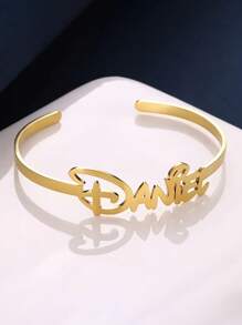 1 Pc Personalized Custom Name Bracelet, Stainless Steel Jewelry Wedding Gift Personalized Creative Simple DIY Letter Name Bracelet, Exquisite, Personalized, Suitable For Friends' Birthdays, Daily Wear, Prom, Mother's Day, Valentine's Day, Graduation Ceremony, Wedding Valentine's Day, Very Memorable