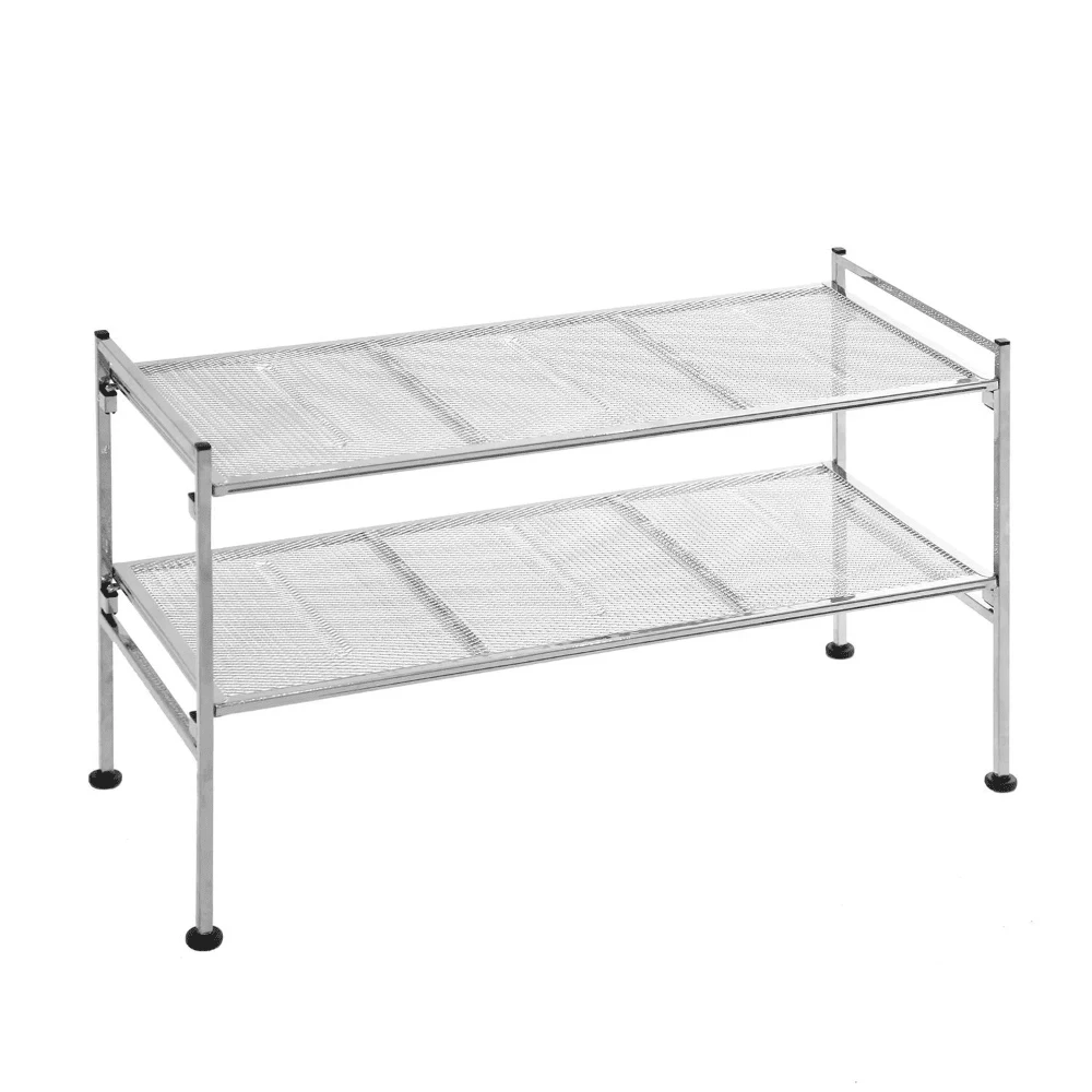 Seville Classics 2-Tier Stackable 9-Pair Metal Mesh Shoe Storage Rack ...