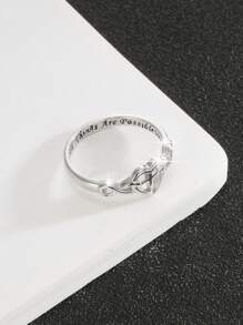 Anillo de Body completo con corazón de plata de ley 925 con la letra en inglés "Con Dios todo es posible", accesorio cotidiano