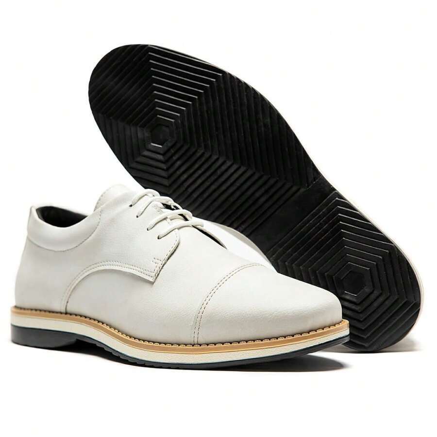 Men's Casual Derby Oxford Dress Shoes Elegant Non-Slip Comfortable Promotion - trắng - Xem 1