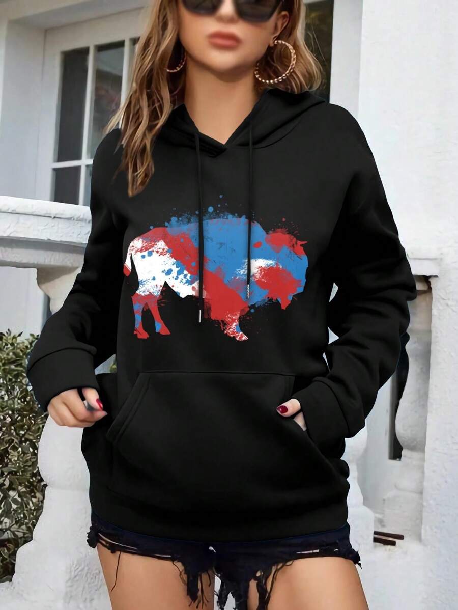Women's Buffalo Hoodies Sweatshirts Cozy Stylish Buffalo Plaid Tops - Black - View 1