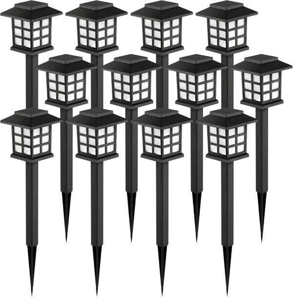 6 Pcs Solar Outdoor Lights,12 Pack LED Solar Lights Outdoor Waterproof, Solar Walkway Lights Maintain 10 Hours Of Lighting For Your Garden, Landscape, Path, Yard, Patio, Driveway