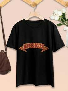 Women's Vintage Krokus Band T-Shirt - Retro 70s Music Tee Shirt - Black - View 2