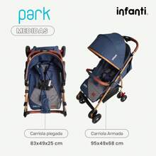 INFANTI | Carriola para Bebe PARK Azul | Carreola con Portabebé - Carriola de Viaje - Carrito para Bebe | Cosas para Bebes 6 Meses hasta 15 kg - Compacta y Plegable | Barra de Seguridad Desmontable - Azul - Ver 6