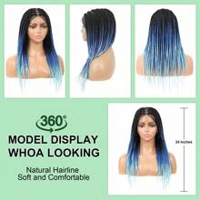 Full Lace Box Braided Wigs For Women 24 Inches Knotless Cornrow Braids Lace Frontal Wig Synthetic Braided Wig Daily Used