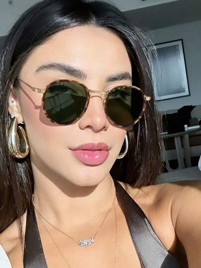 1 件女士波西米亚复古金属圆框时尚眼镜，适合节日出游、日常佩戴和夏季海滩度假、户外、旅行的节日礼物