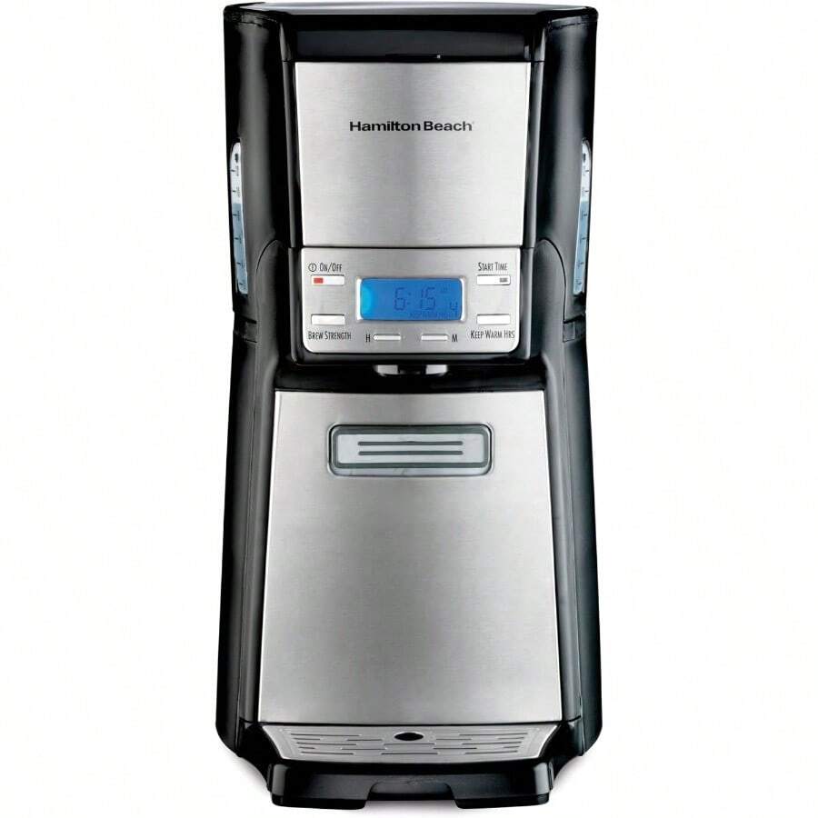 Hamilton Beach 48465 Brewstation - Cafetera Programable, Dispensador a Una Mano, Plata y Negro, 12 tazas - Negro - Ver 1