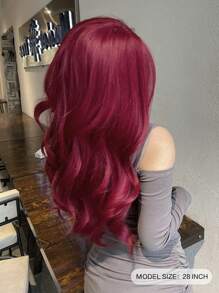 1 Piece Synthetic Heat Resistant Long Curly Wavy Hair No Bangs Wig Red 28 Inch Full Woven Everyday Natural Realistic Wig