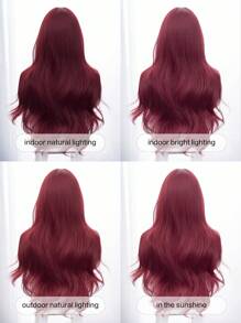 1 Piece Synthetic Heat Resistant Long Curly Wavy Hair No Bangs Wig Red 28 Inch Full Woven Everyday Natural Realistic Wig