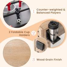 Lifezeal 54 Inches Full Size Foosball Table With Legs 2 Balls & 2 Foldable Cup Holders - Natural Color - View 8