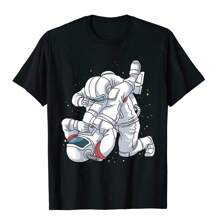 Jiu Jitsu Shirts Astronaut BJJ MMA Mens Brazilian Jujitsu T-Shirt Cotton Male Tops & Tees Slim Fit Top T-Shirts Casual Discount - Black - View 1