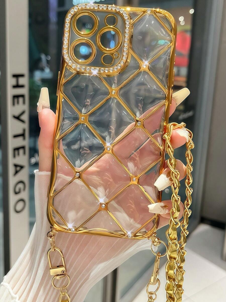 1件裝 鑽石格紋 6D 電鍍 TPU 手機殼，適用於 iPhone 17/16/XR/XS Max/11/18 Pro/11 Pro Max/12/Phone 12 Pro/11 Pro Max/12/12 Pro/12 Pro Max/13/13 Pro/13 Pro Max/14/14 Pro/16 Plus/14 Pro Max/15/15 Pro/15 Plus/15 Pro Max，保護殼