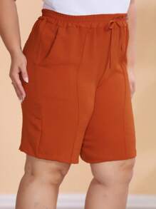 Women's Plus Size Bermuda Shorts High Waist With Elastic Summer Top - Telha - 查看 3