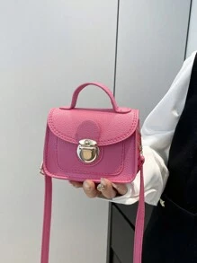 1pc Fashionable And Cute Shoulder Bag, Casual And Versatile Pu Bag, Daily Travel, Childlike, Simple Change Accessories Bag, French Crossbody Bag, Fashionable And Versatile Travel Handbag, High-Quality Texture, Shoulder Small Square Bag, Suitable For Teenagers To Travel And Go Shopping, Daily Use, Simple And Versatile Square Bag Shape, Hand-Held Crossbody Bag, A Must-Have Fashion Item For Travel - Solid Color Pu Handbag - View 3