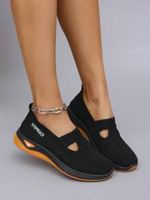 2025秋季新款女士休闲运动鞋网眼运动鞋透气舒适镂空时尚轻便柔软 - 橘色 - 查看 2