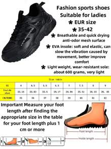 Sporty Front Chunky Sneakers For Women,Colorblock Leather Lace-Up Shoes Women Lightweight Breathable Sneakers Women Shoes Anti-Slip And Wear-Resistant Outdoor Sports Shoes For Women,Comfortable Casual Women Shoes - Black - View 5
