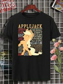 Applejack T-Shirt For Women Many Words Unique Style - Black - View 2