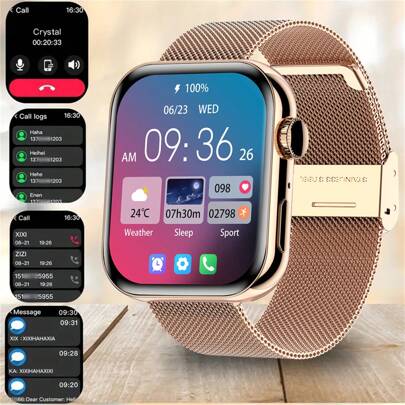 KENPANG Reloj inteligente de moda 2025, versión para damas: pantalla de 1.83" (4.6cm), llamadas inalámbricas, notificación de mensajes, NFC, pronóstico del tiempo, cámara remota, esfera personalizable, control de música. Versión para caballeros: múltiples modos deportivos, monitoreo de frecuencia cardíaca/presión arterial/sueño, compatible con Android e iOS, regalo del Día de San Valentín.