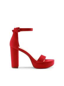 Women Platform Chunky High Heeled Sandals Ankle Strap Open Toe 4-Inch Block Heels Dress Shoes For Wedding Party Evening - 紅色 - 查看 7