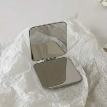Handheld Double-Sided Small Mirror Portable Makeup Folding Flip For Student Dormitory Cute Small Mirror - Black - View 1