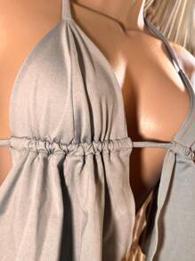 Cropped Curtain Top - Light Grey - View 2