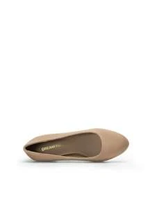 Women's High Chunky Rounded Toe Pumps Block Heels Closed Toe  Solid Color Comfortable Slip On Work Shoes - Màu Khaki - Xem 5