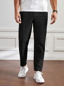 Men's Fashionable Casual Quick Dry Pants, Versatile Spring/Summer Style - Black - View 6